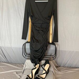 Shein Long Sleeve Black Wrap Dress. Size: Medium/6